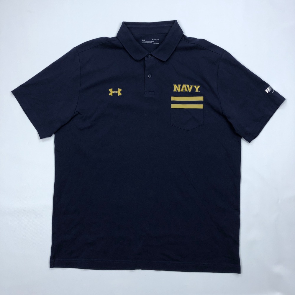 Under Armour Navy Midshipmen Naval Academy Polo Shirt Mens XL Blue UM8208